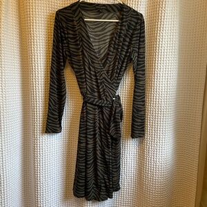Banana Republic Olive Green & Black Zebra Print Stretch Wrap Dress - Size M